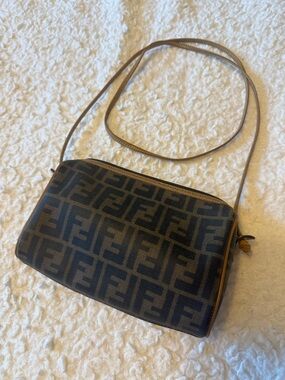 Fendi FF Zucca Canvas Crossbody Bag in Brown and Black